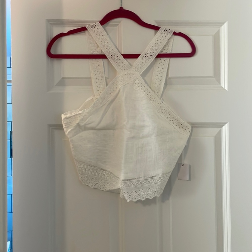 Miss Love, medium, crop top, lace detail, white